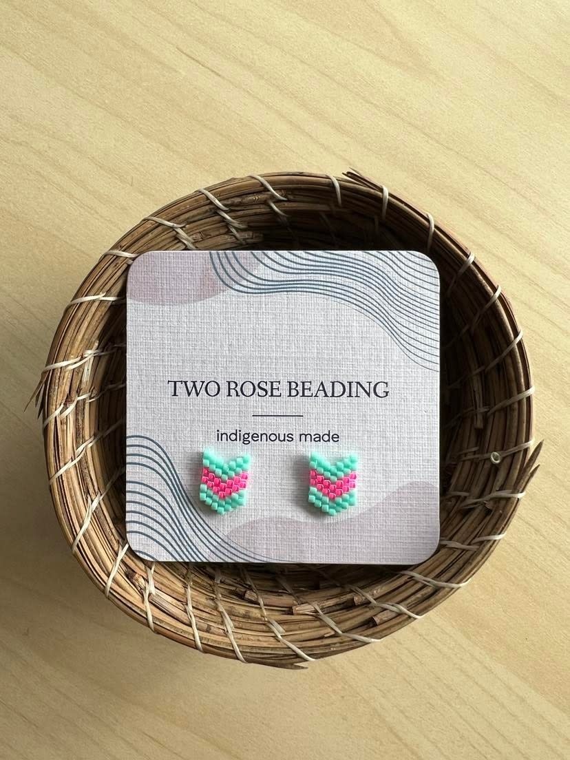Beaded Stud Earrings by Jenn Carman -Two Rose Beading-1