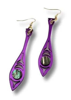 Paddle Song Earrings (purple) abalone by Copper Canoe Woman-1
