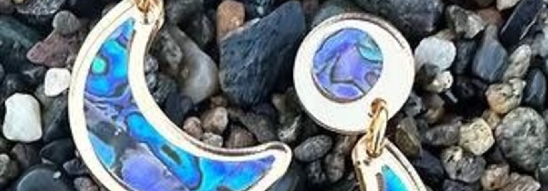 Nuci Stud Earrings (gold) with Abalone by Copper Canoe Woman
