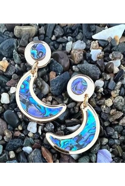Nuci Hook Earrings (Gold) with Abalone by Copper Canoe Woman