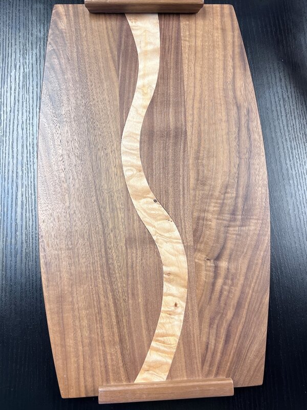 Handmade serving Board Oak and Maple  by Maurice Lenglet