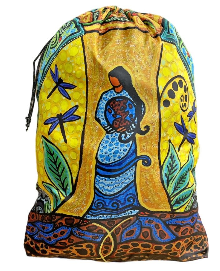 Travel Laundry Bag Strong Earth Woman by Leah Dorion-1