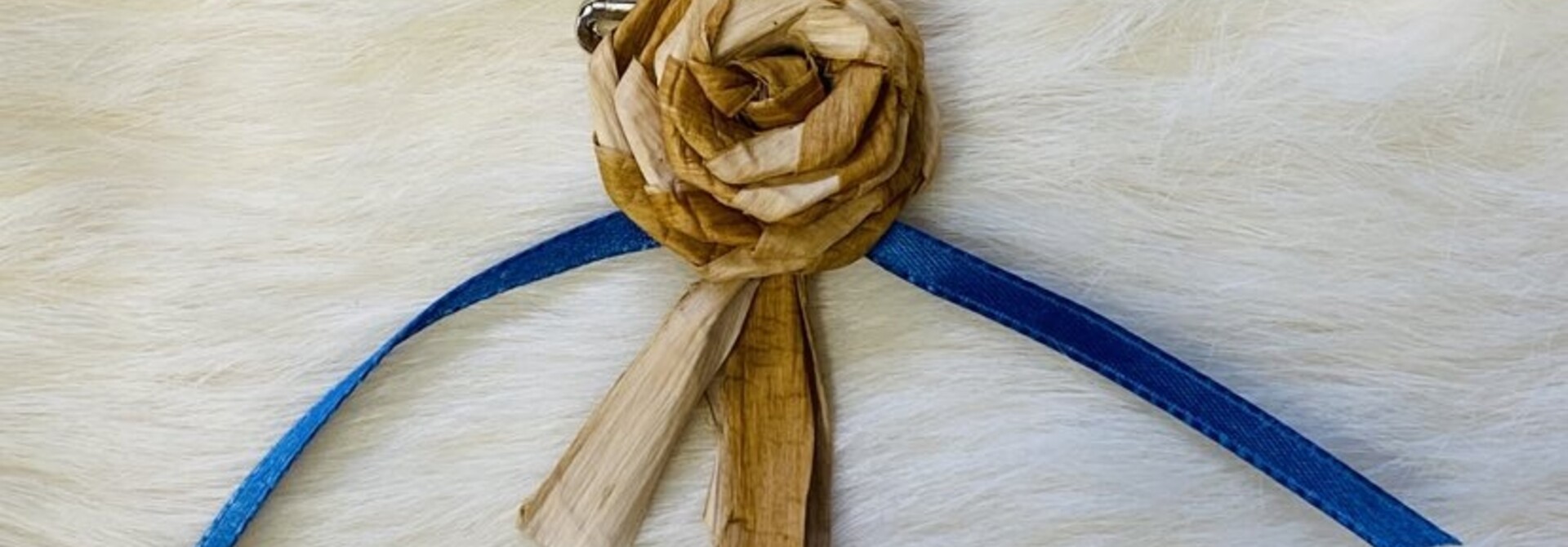 Cedar Rose Pin with Ribbon by Gracie Kelly
