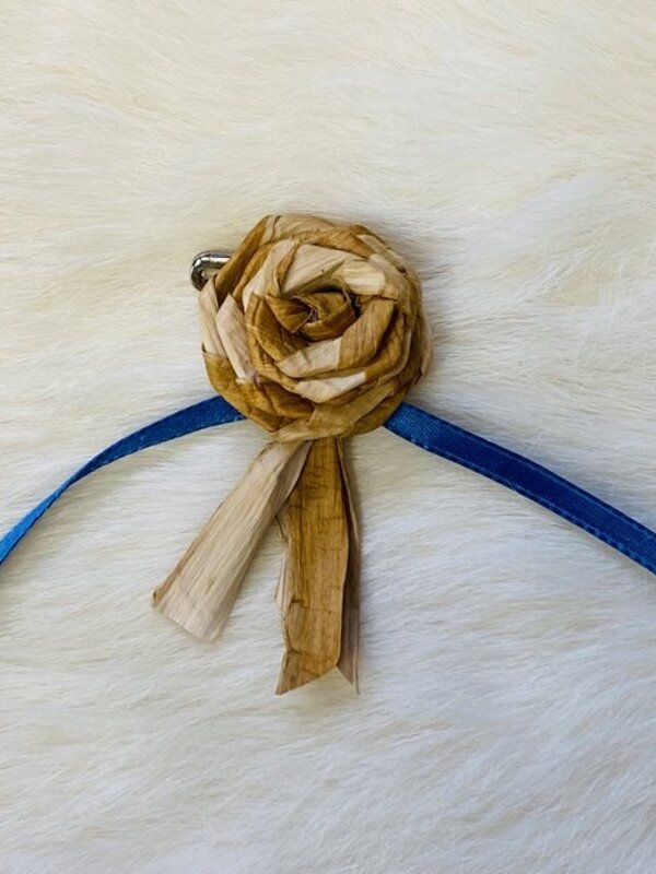 Cedar Rose Pin with Ribbon by Gracie Kelly