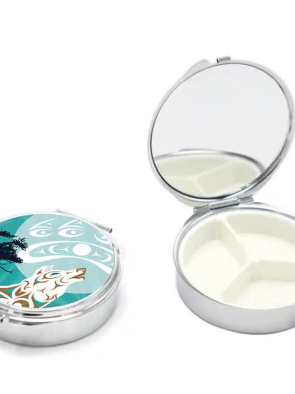 Case with Mirror (Small) - Howling Wolf by Darrell Thorne