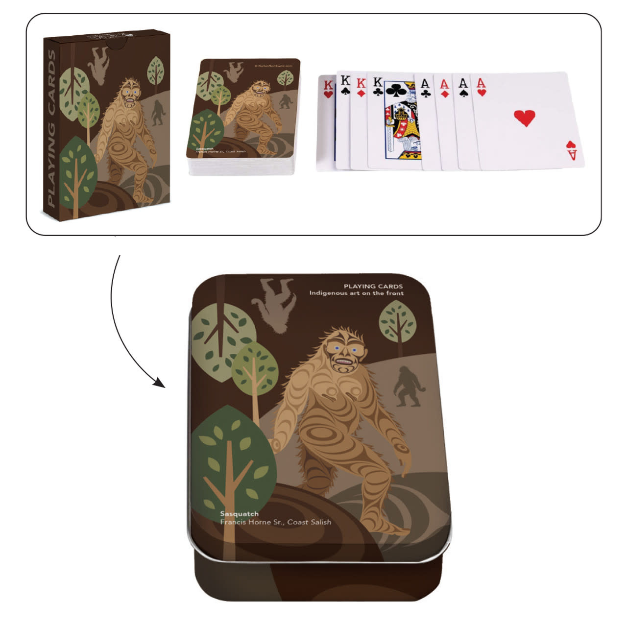 Playing Cards in tin  - Sasquatch by Francis Horne Sr-1