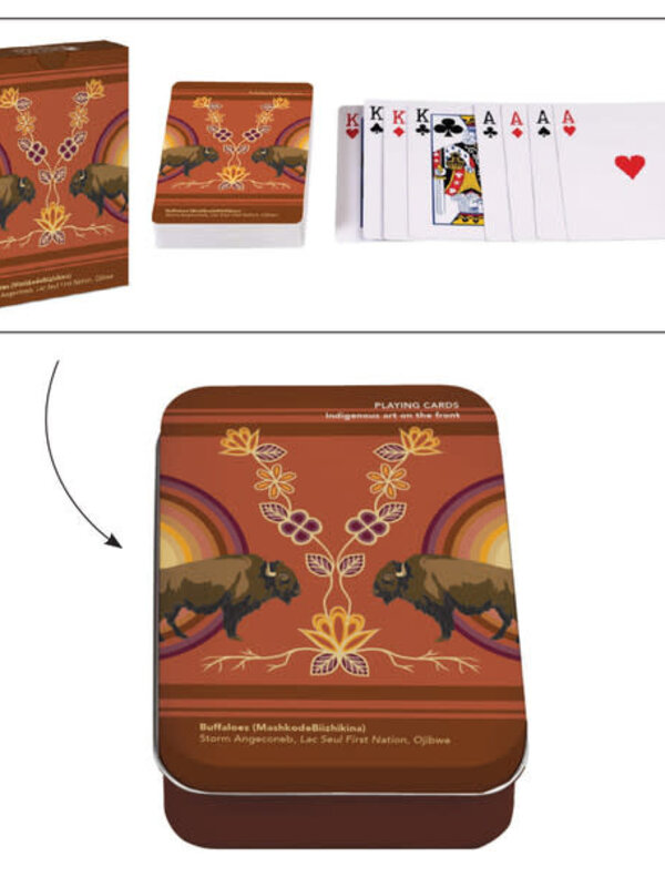 Playing Cards in Tin Buffaloes   By Storm Angeconeb