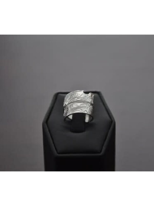 Hand Carved Silver Wrap Ring - Bear by Silver Eagles -