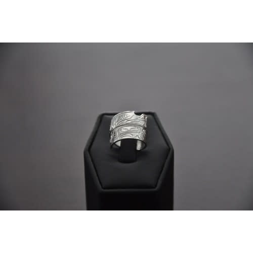 Hand Crafted Silver Wrap Ring - Bear by Silver Eagles Art Studio-1