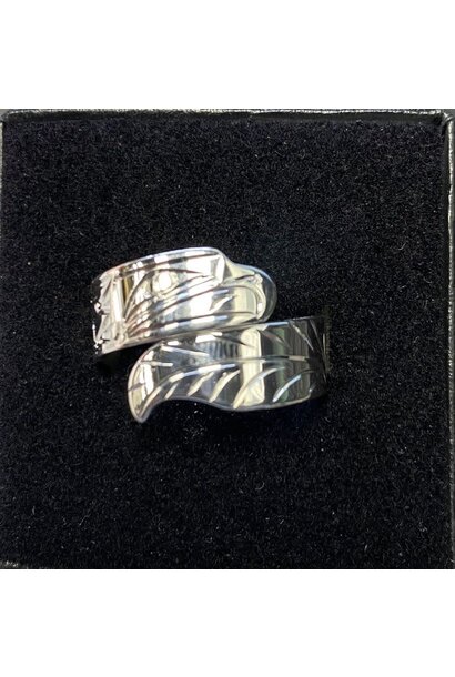 Hand Crafted Silver Wrap Ring - Eagle by Silver Eagle NC Indian Art