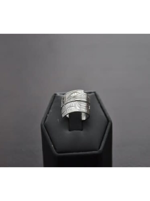 Hand Carved Silver Wrap Ring - Raven by Silver Eagles NC Indian Art