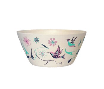 10" Bamboo Bowl- Hummingbirds by Nikki LaRock