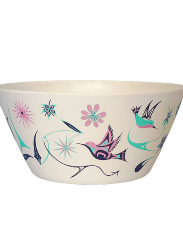 10" Bamboo Bowl- Hummingbirds by Nikki LaRock