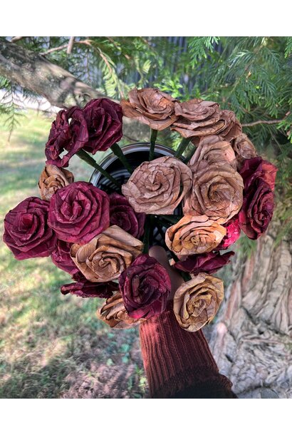 Assorted Hand made long stemmed Cedar Roses by Stephanie Leon Reidl