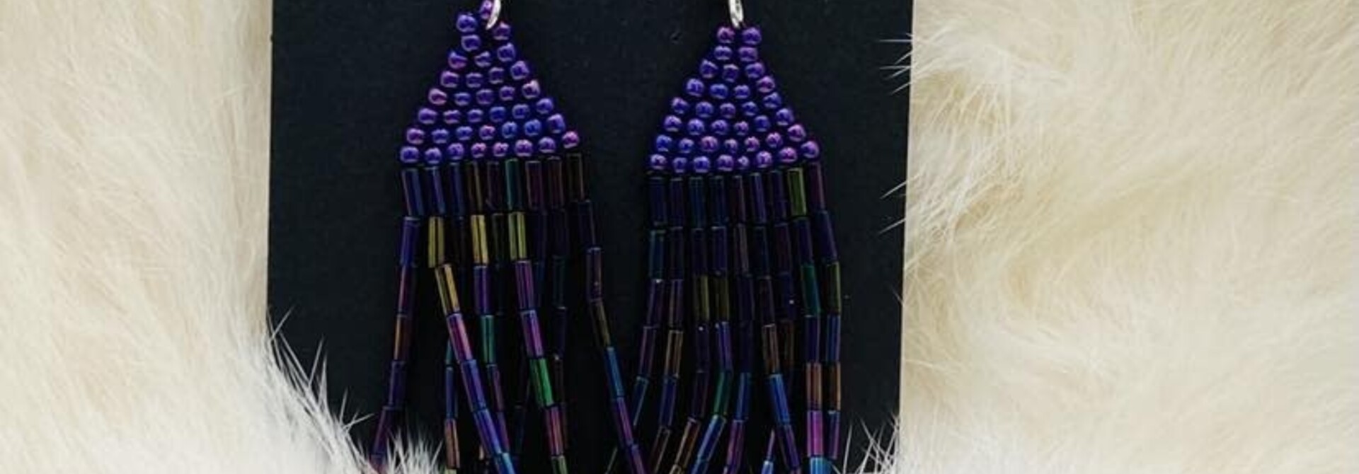Beaded Earrings by Little Spark Cree-ations / LRG. - Purple