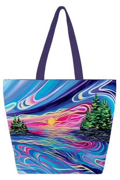 Large Canvas Tote  Reflect & Grow with Love By Shawna Boulette Grapetine