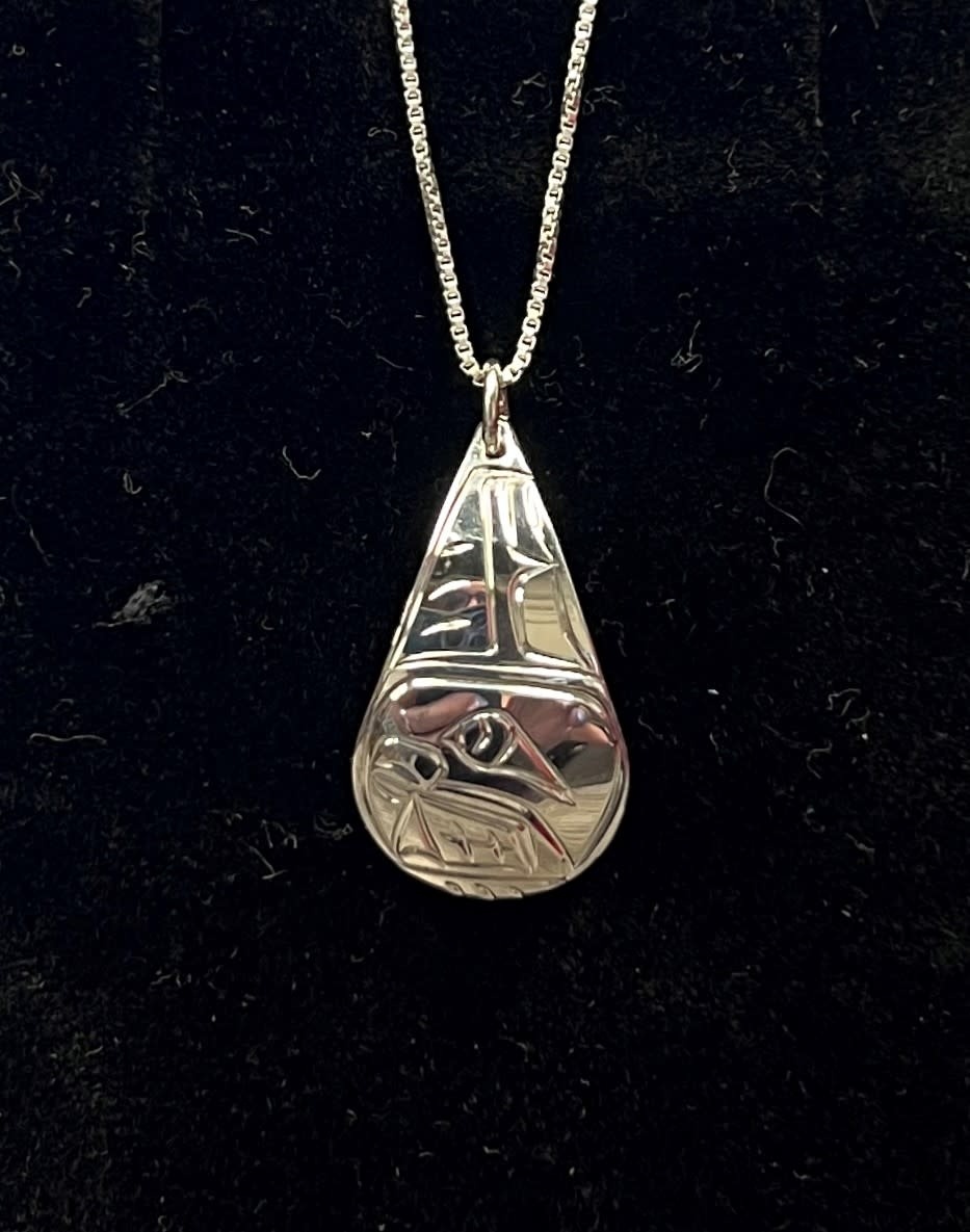 Silver Carved Whale Pendant-04N-1