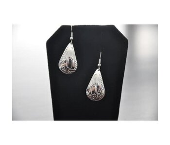 Silver Carved Wolf earrings by Vincent Henson
