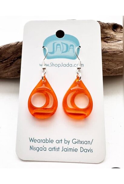 Orange Mini Salmonegg Drop Earrings by Jada