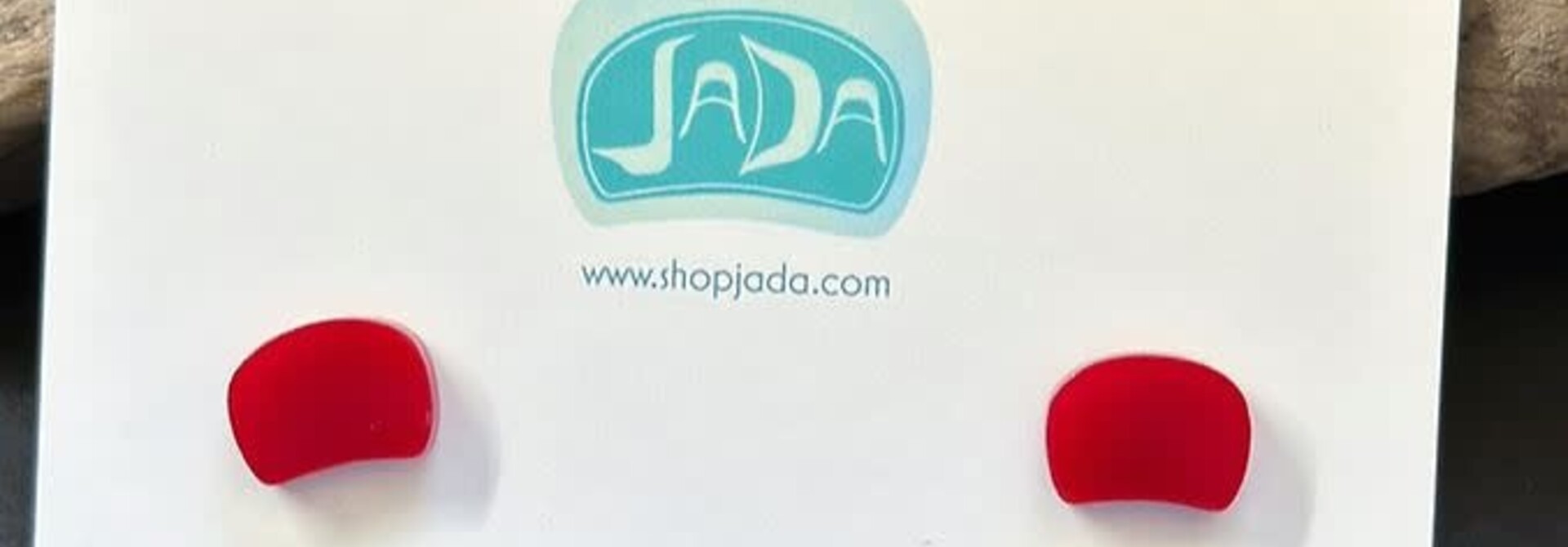 Red mini ovid studs by Jada