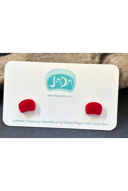 Red mini ovid studs by Jada