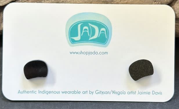 Black Mini Ovoid Stud Earrings by Jada-1
