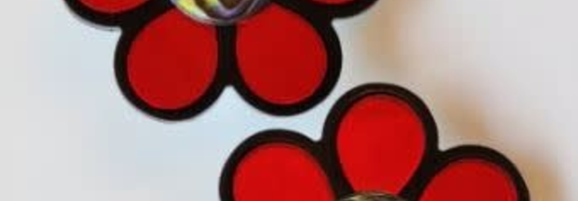 Flower Power Stud Earrings- Red & Black by Copper Canoe Woman