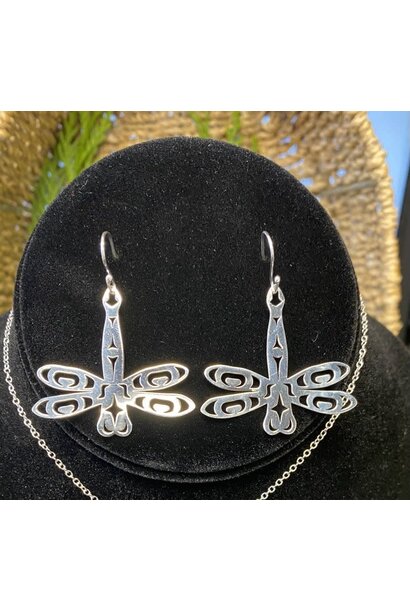 Hand Crafted Silver Dragonfly Earrings by Mia Hunt