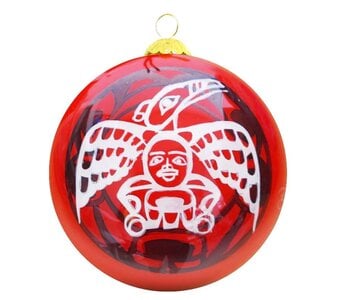 Glass Ornament  White Raven By Roy Henry Vickers