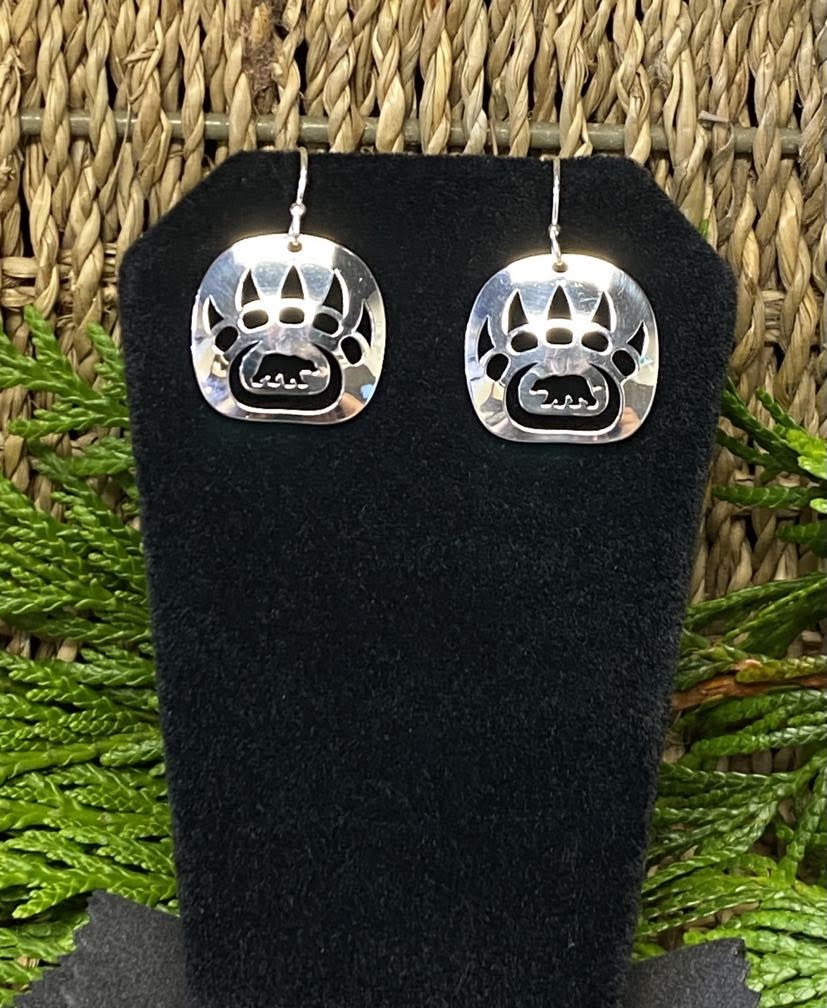 Hand Crafted Silver Bear Paw Earrings by Mia Hunt-1