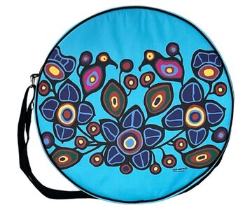 17" Flowers and Birds  Drum Bag by Norval Morrisseau
