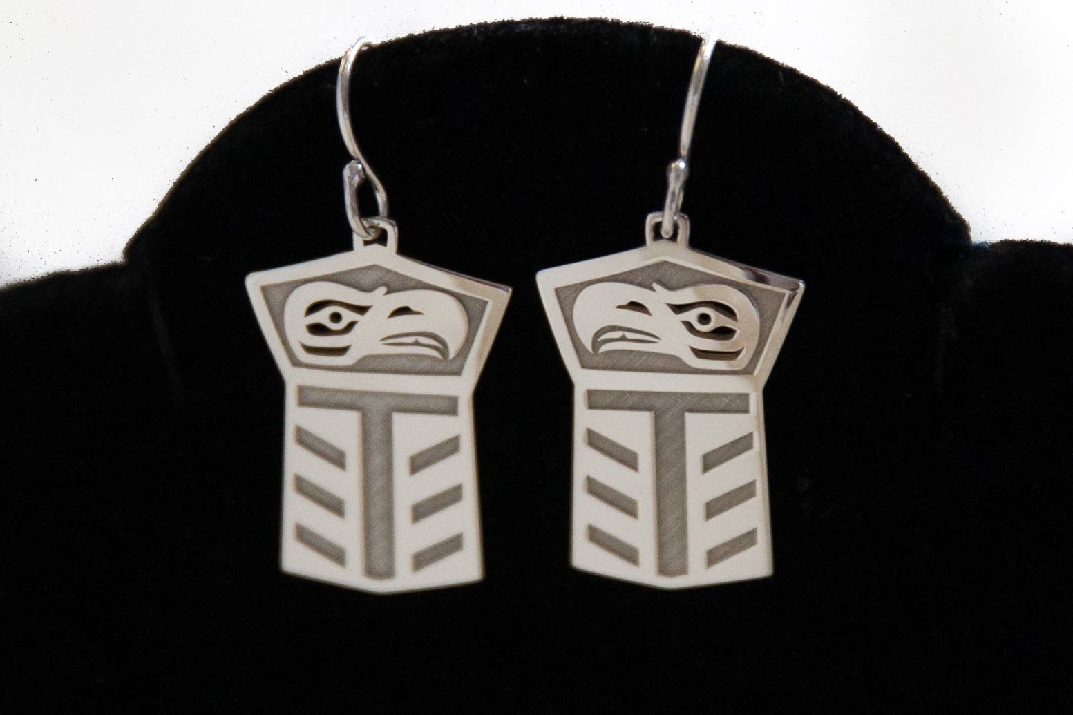 Hand Crafted Silver Earrings Eagle Copper Shields by Mia Hunt-1