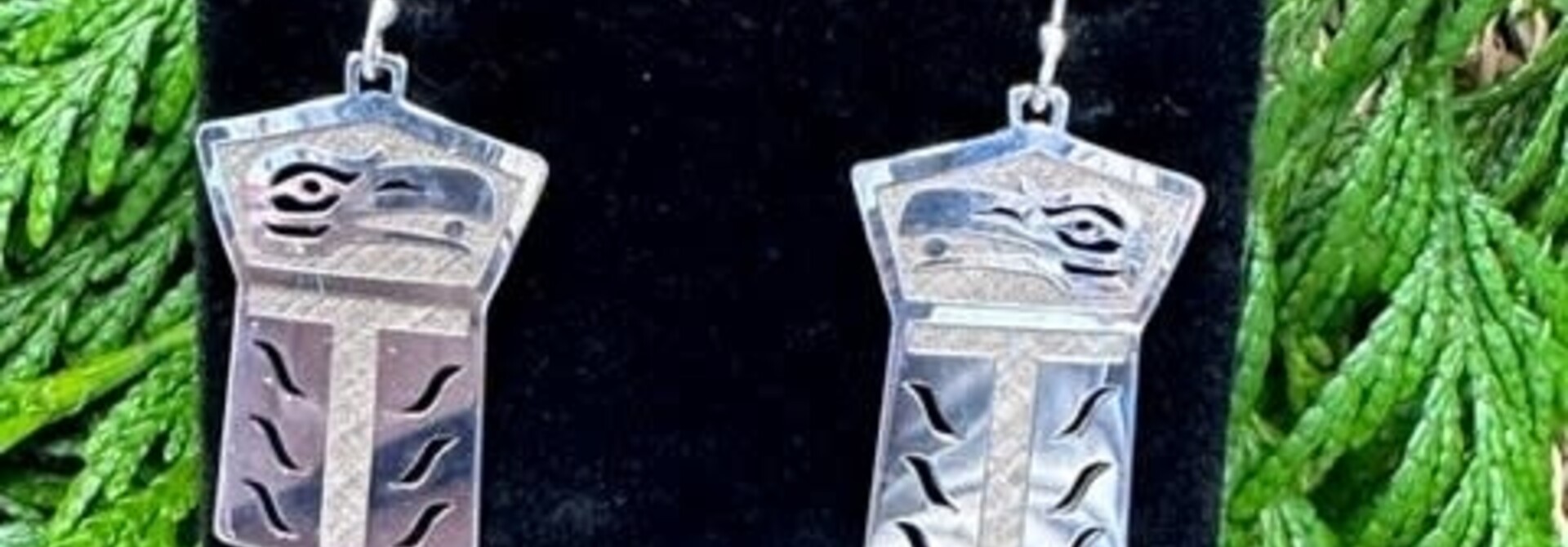 Hand Crafted Silver Raven Copper Shield Earrings by Mia Hunt
