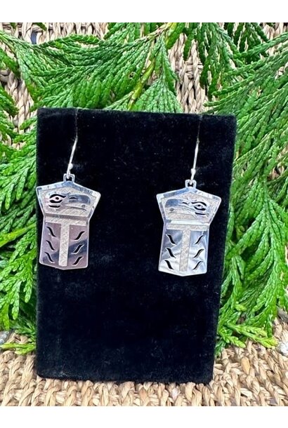 Hand  Crafted Silver Raven Copper Shield Earrings by Mia Hunt