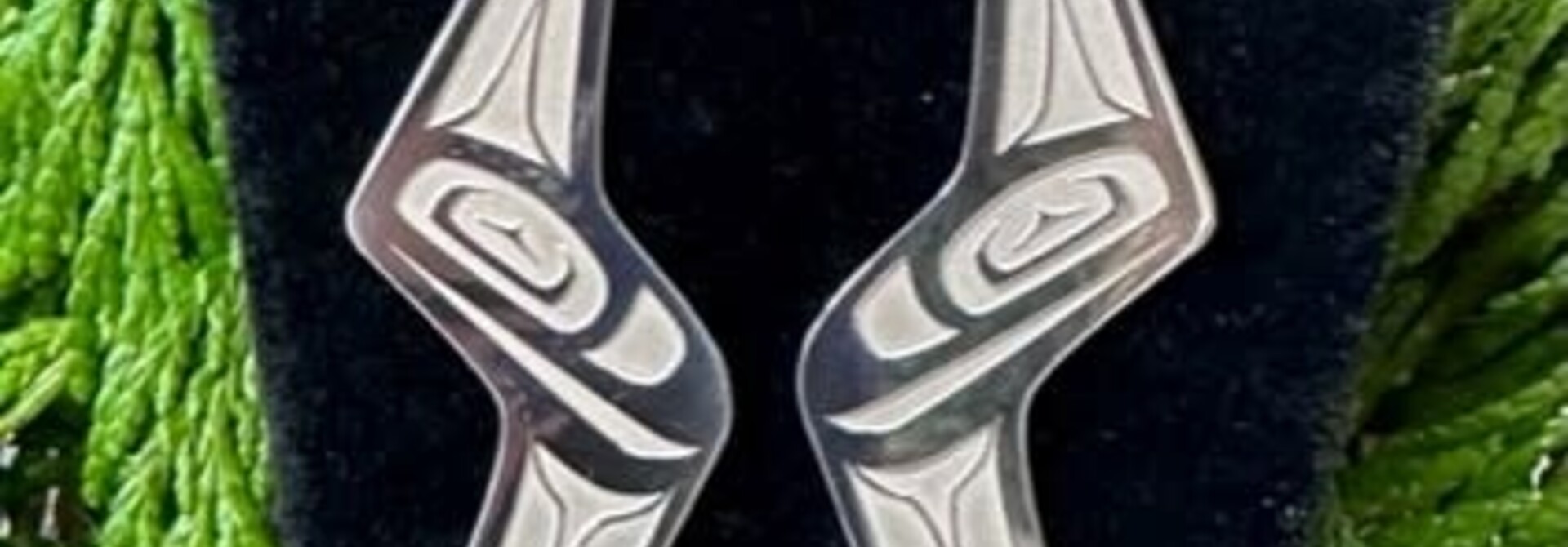 Hand Crafted Silver Eagle Bolt Earrings Lg by Mia Hunt