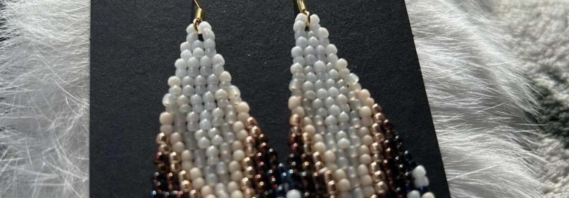 Large Beaded Earrings by Little Spark Cree. ations