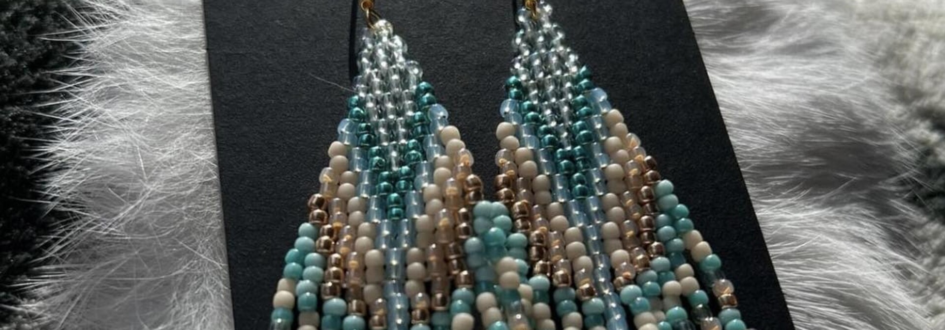 Large Beaded Earrings by Little Spark Cree. ations