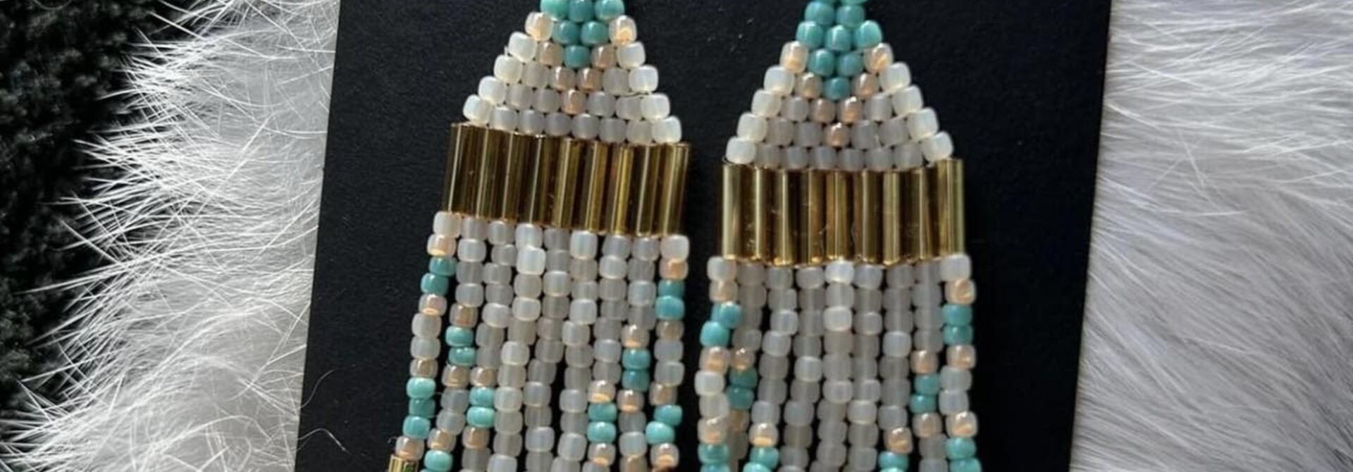 Large Beaded Earrings by Little Spark Cree. ations