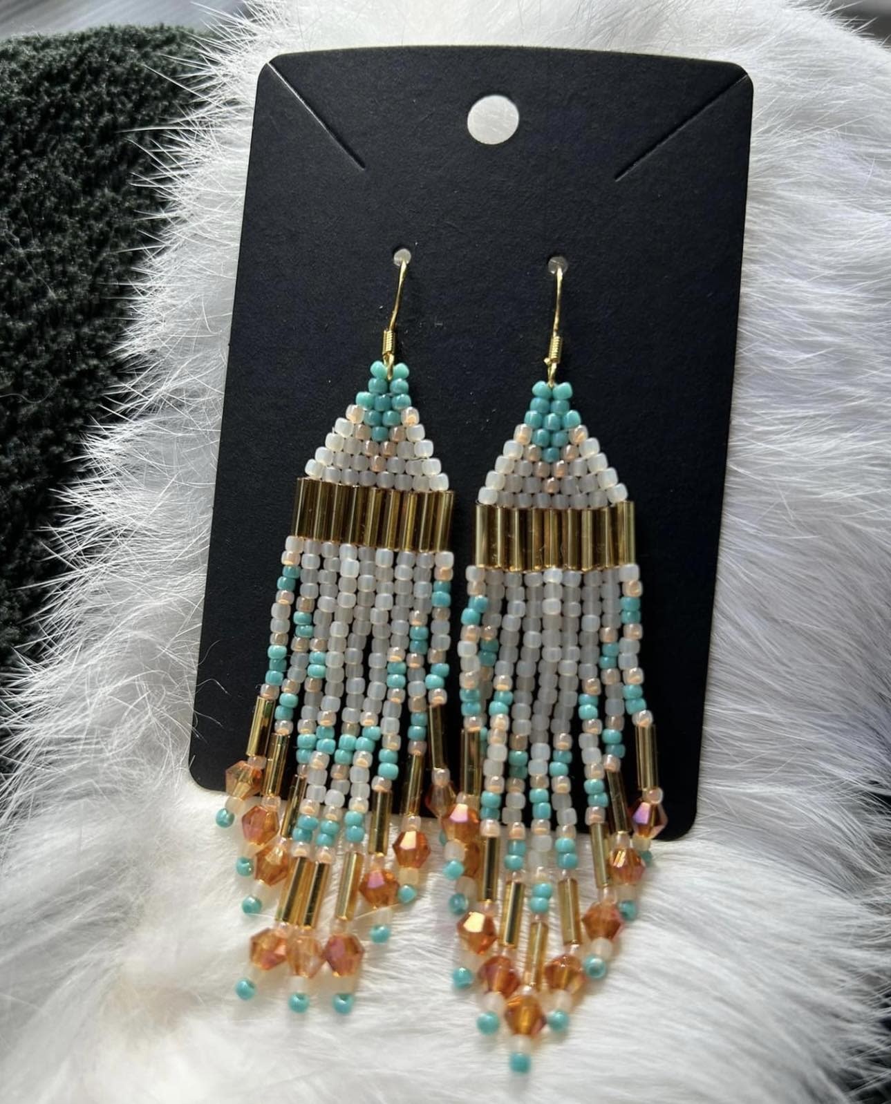 Large Beaded Earrings by Little Spark Cree. ations-1