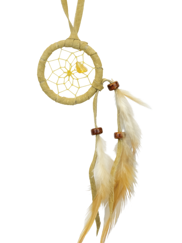 1.5" Tan Dream Catcher detailed with a semi-precious stone