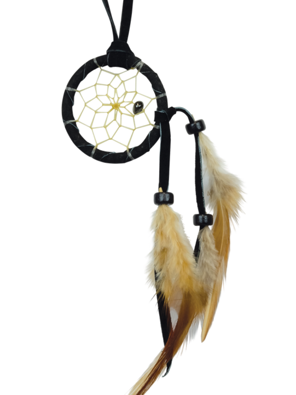 1.5" Black Dream Catcher detailed with a semi-precious stone