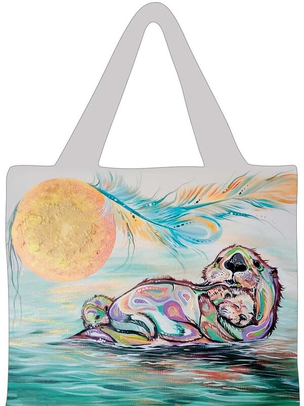 Reusable shopping bag Otter Family  by Carla Joseph