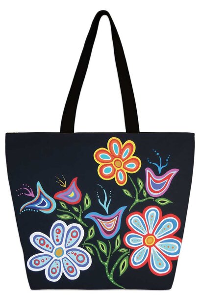 Large Canvas tote Happy Flower by Patrick Hunter