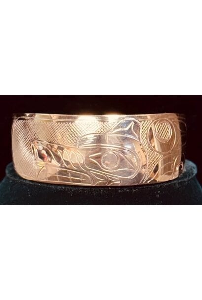 1" Carved Copper Bracelet- Wolf by John Lancaster