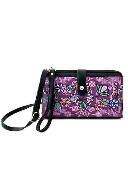 Smartphone Crossbody Bag - Ojibwe Florals by Storm Angeconeb