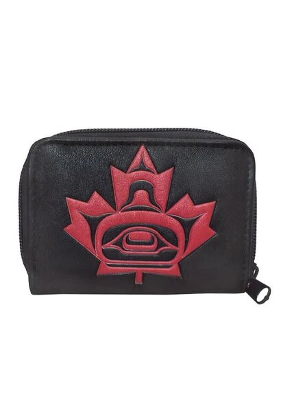Zippered Coin Purse - Maple Leaf by Andy Everson