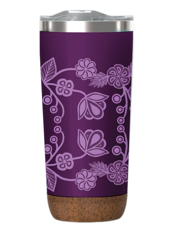 20oz Cork Base Travel Mug Ojibway Florals by Storm Angeconeb