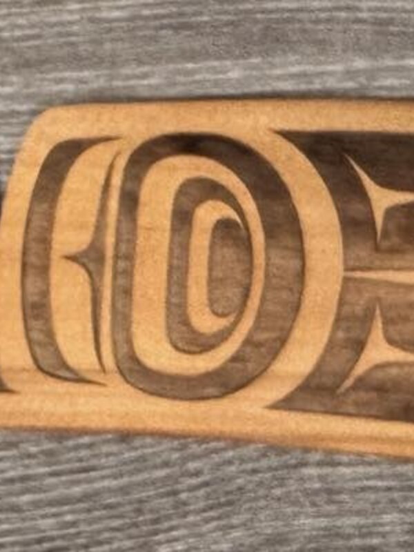 15" Hand Crafted Wooden Feather with Eagle design by Raven Wolden