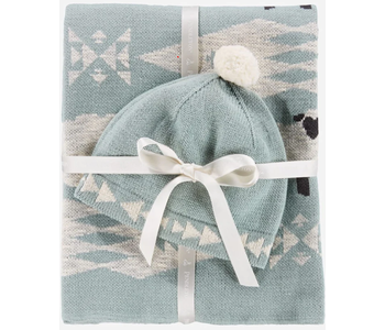 Pendleton Knit Baby Blanket with Beanie - Sheep Dreams