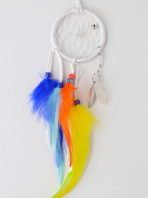 2" Rainbow Magical Dream Catcher detailed with quartz crystal.